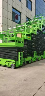 Beli 5.8m-13.8m Electric Hydraulic Scissor Lift Hijau Self-Propelled Scissor Lift online manufacture
